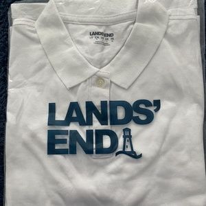 New Lands End Mesh Polo Shirt, White (L and XL available)